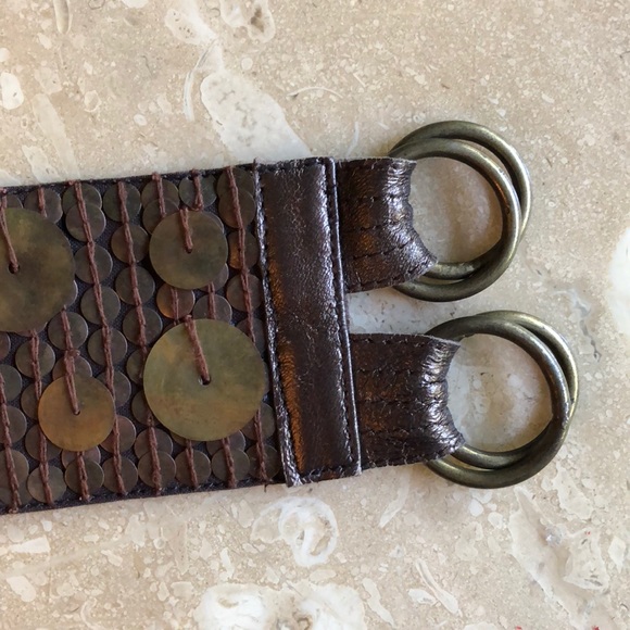 Ya-ya umber-brown belt with metallic discs - Picture 2 of 5